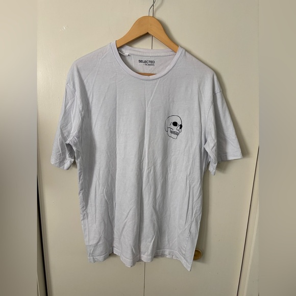 Skull Print Selected White T-Shirt - Picture 1 of 4